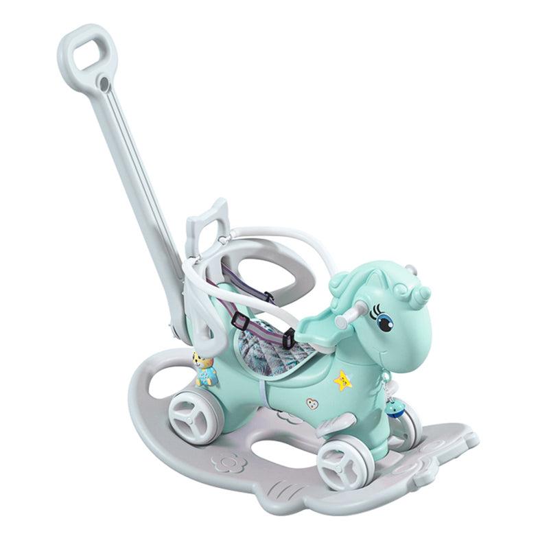 Rocking Horse for Toddlers - Balance Bike with Push Handle & Backrest