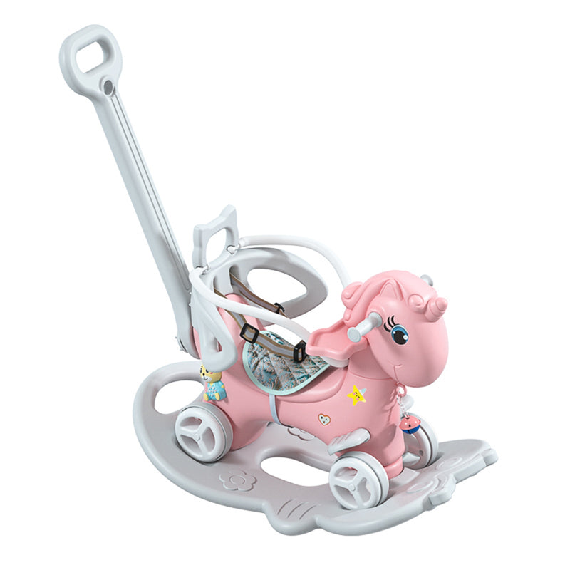 Rocking Horse for Toddlers - Balance Bike with Push Handle & Backrest