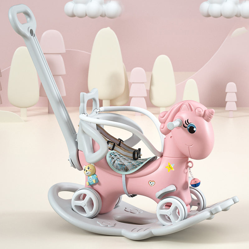 Rocking Horse for Toddlers - Balance Bike with Push Handle & Backrest