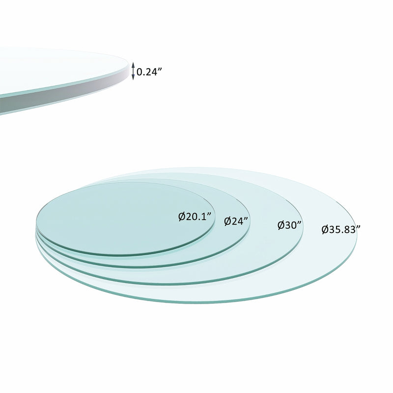 36" Round Clear Tempered Glass Table Top – 1/4" Thick