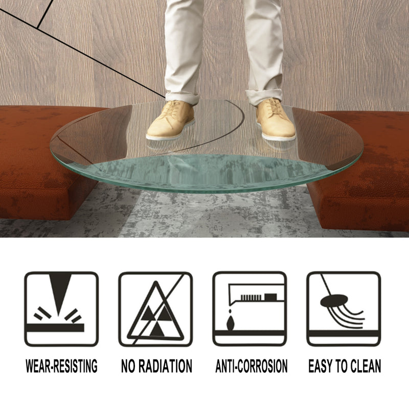 36" Round Clear Tempered Glass Table Top – 1/4" Thick