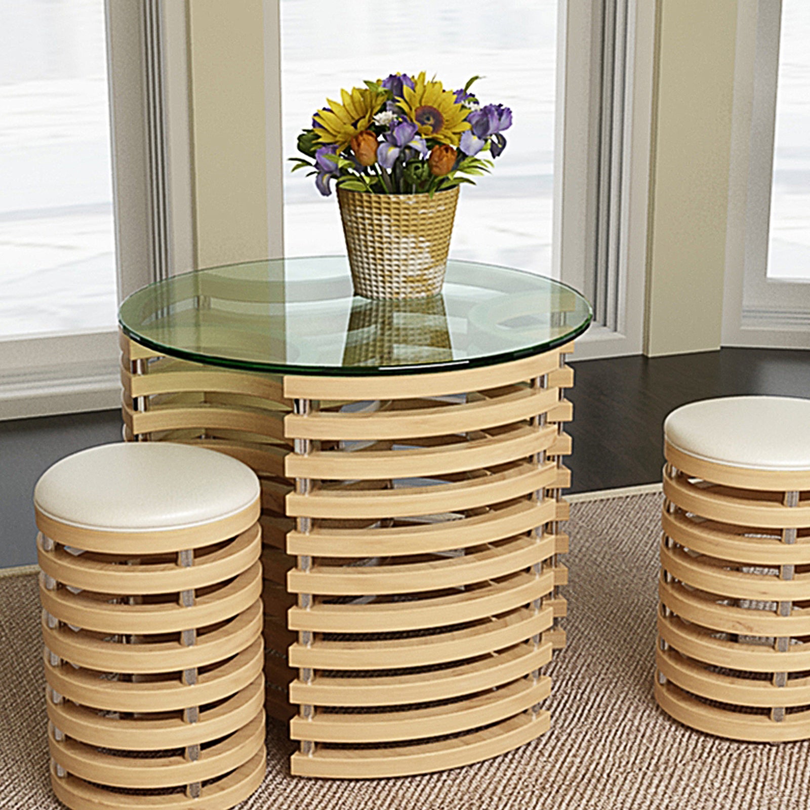 20" Round Tempered Glass Table Top, 1/4" Thick Edge