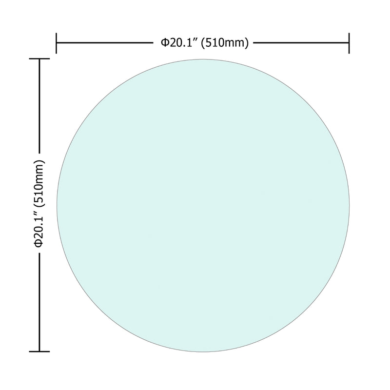 20" Round Tempered Glass Table Top, 1/4" Thick Edge