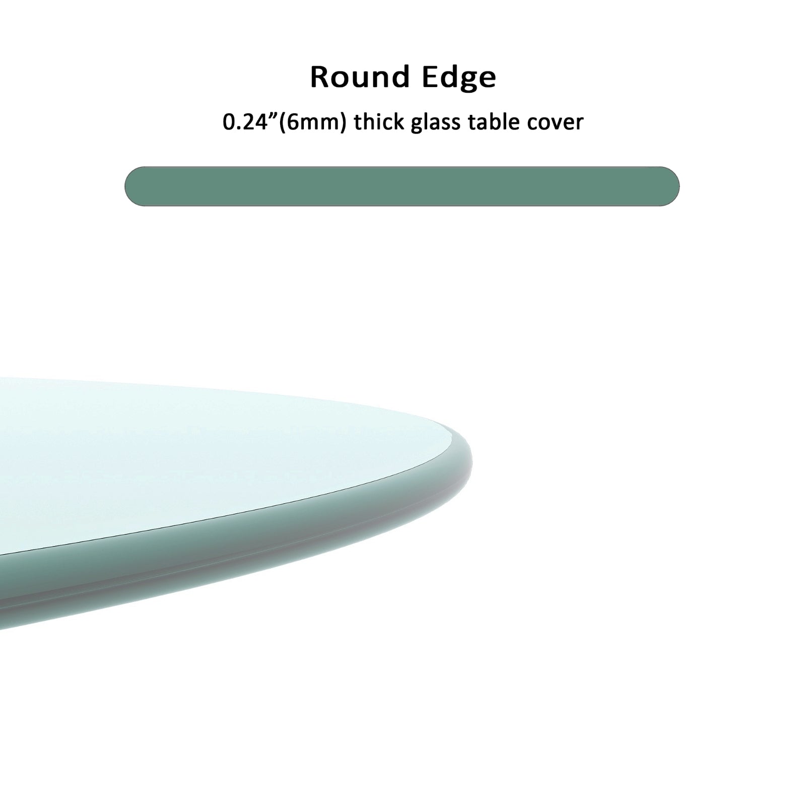 20" Round Tempered Glass Table Top, 1/4" Thick Edge