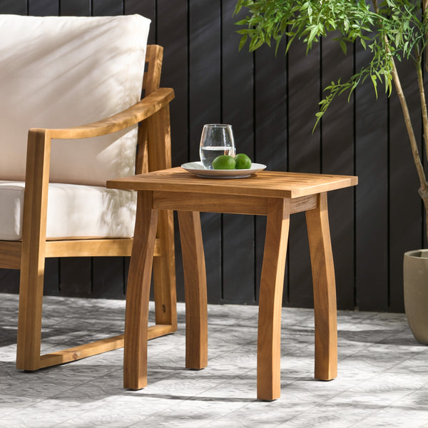 Teak Acacia Wood Outdoor Accent Table for Patio & Pool