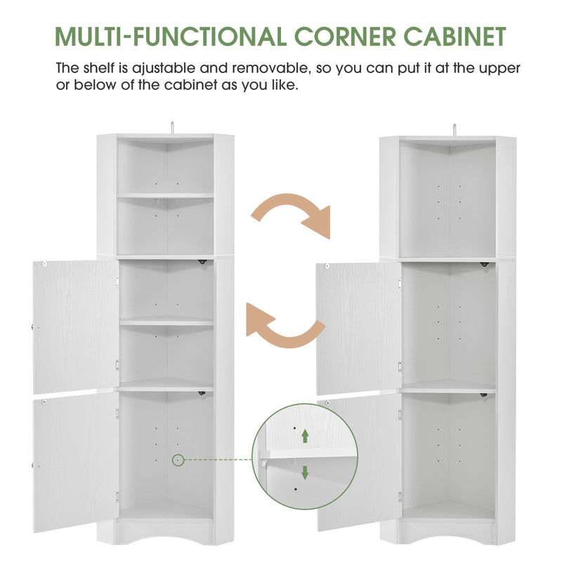 Tall Bathroom Corner Cabinet with Adjustable Shelves