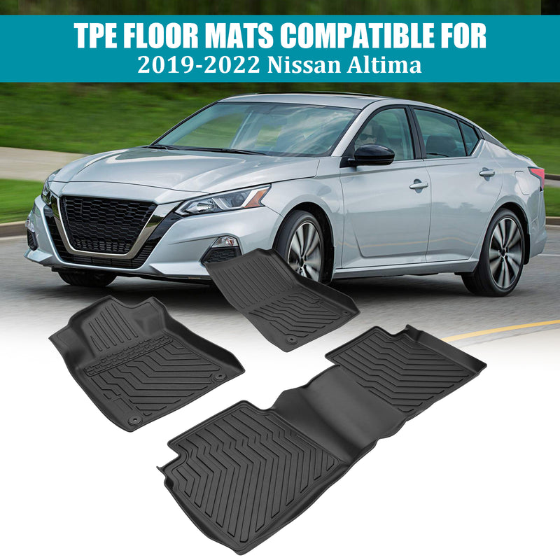 TPE Rubber All-weather 2 Row Floor Mat Liner Set for 2019-2024 Nissan Altima