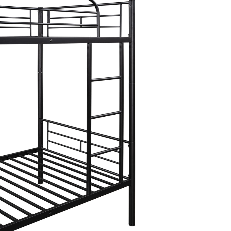 Black Twin Over Twin Metal Bunk Bed for Kids & Adults