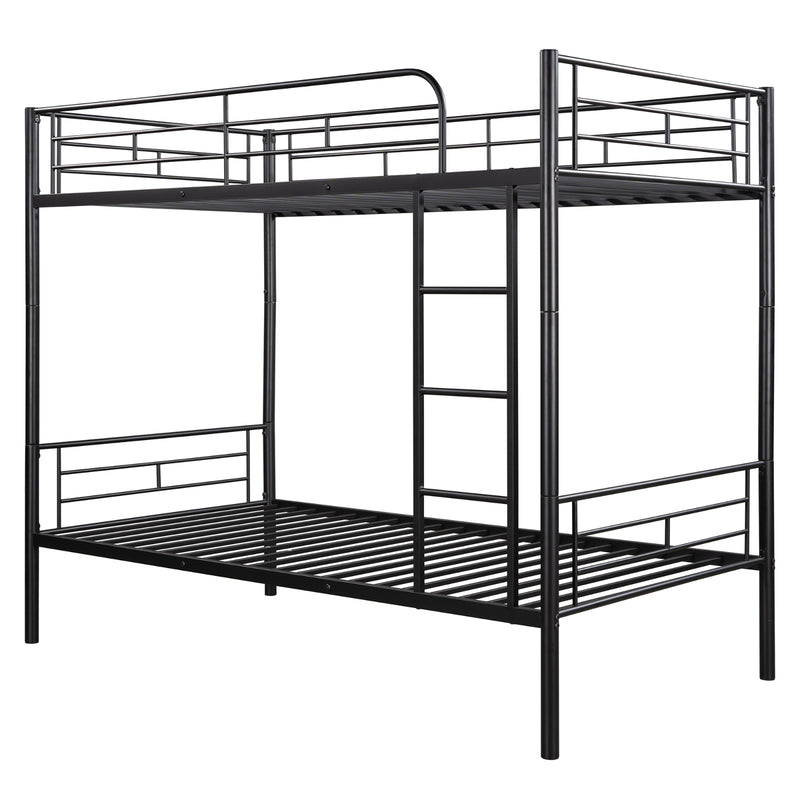 Black Twin Over Twin Metal Bunk Bed for Kids & Adults