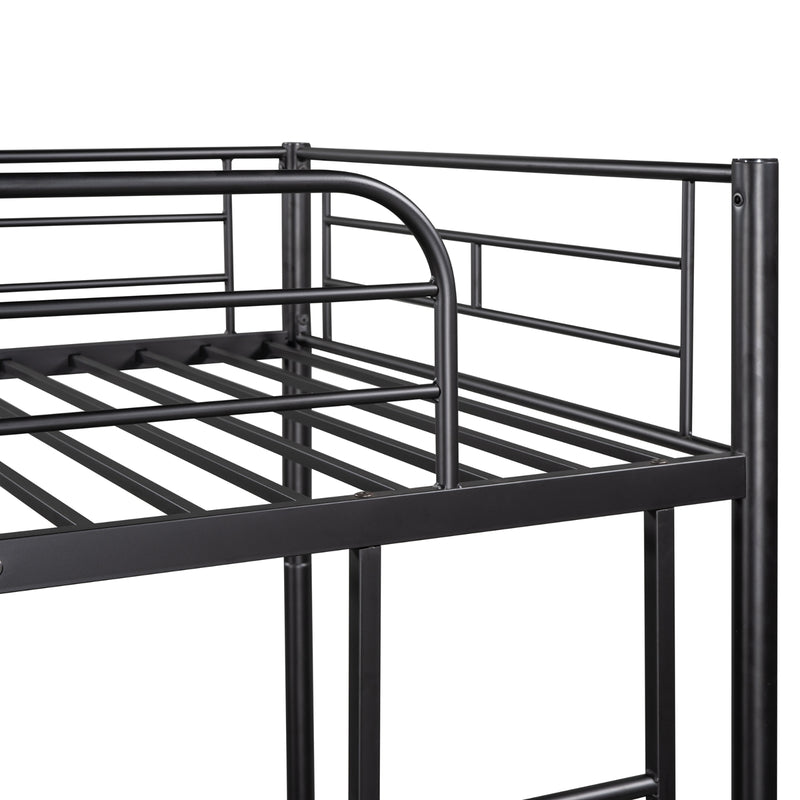 Black Twin Over Twin Metal Bunk Bed for Kids & Adults