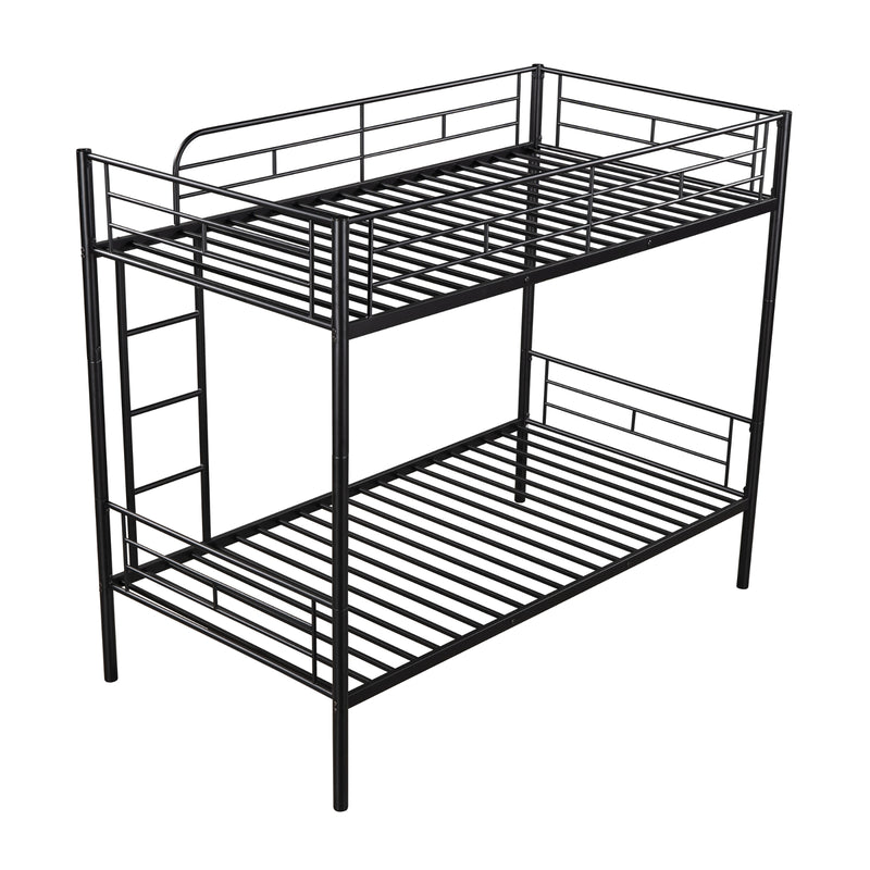 Black Twin Over Twin Metal Bunk Bed for Kids & Adults