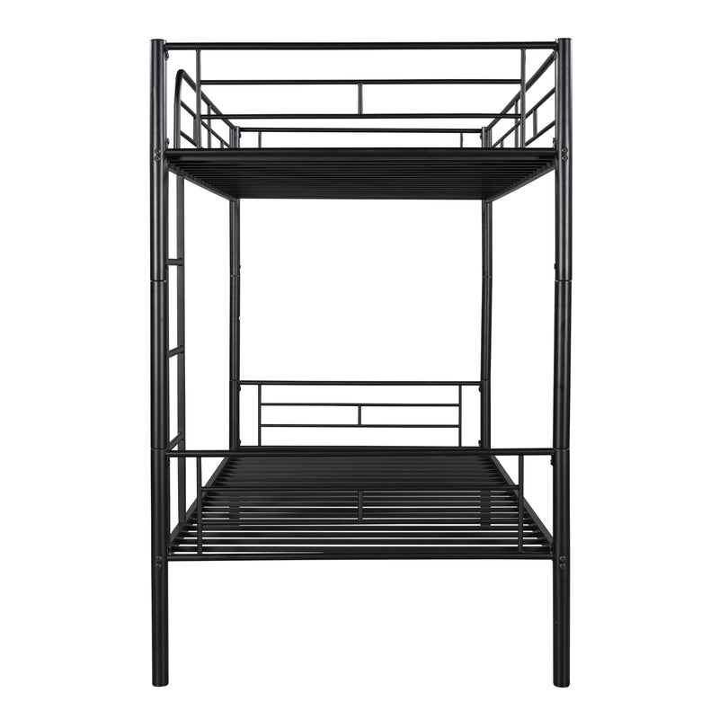 Black Twin Over Twin Metal Bunk Bed for Kids & Adults