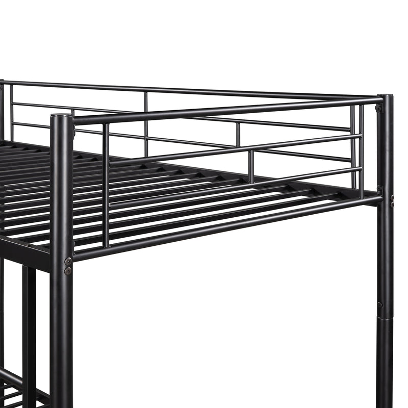 Black Twin Over Twin Metal Bunk Bed for Kids & Adults
