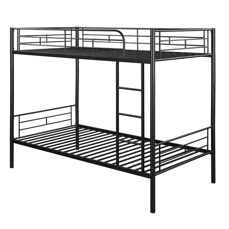 Black Twin Over Twin Metal Bunk Bed for Kids & Adults