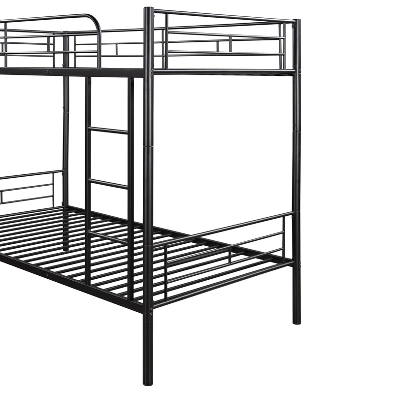 Black Twin Over Twin Metal Bunk Bed for Kids & Adults