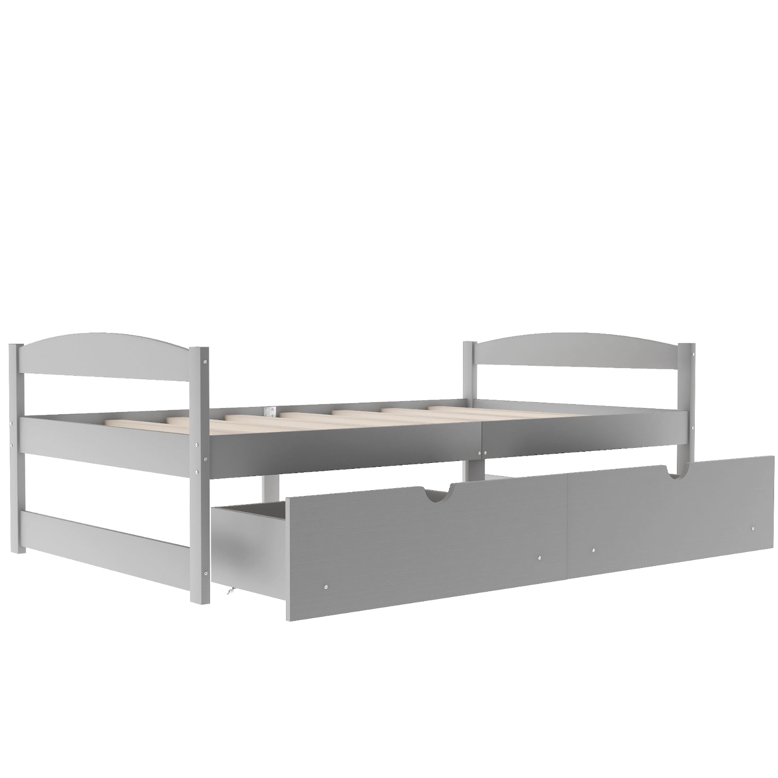 Twin Size Platform Bed with Storage Drawers, Gray