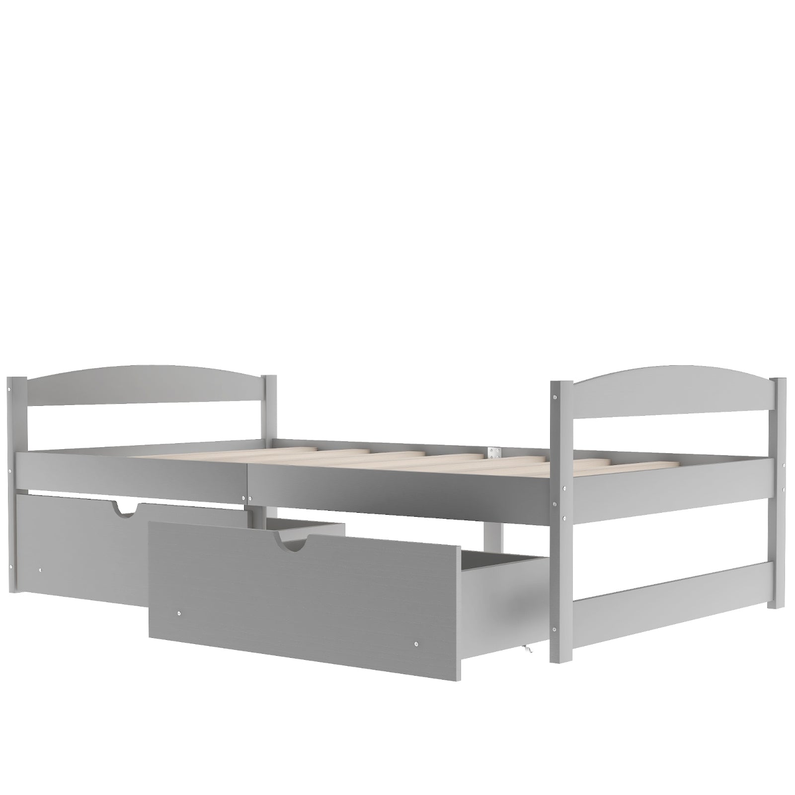 Twin Size Platform Bed with Storage Drawers, Gray