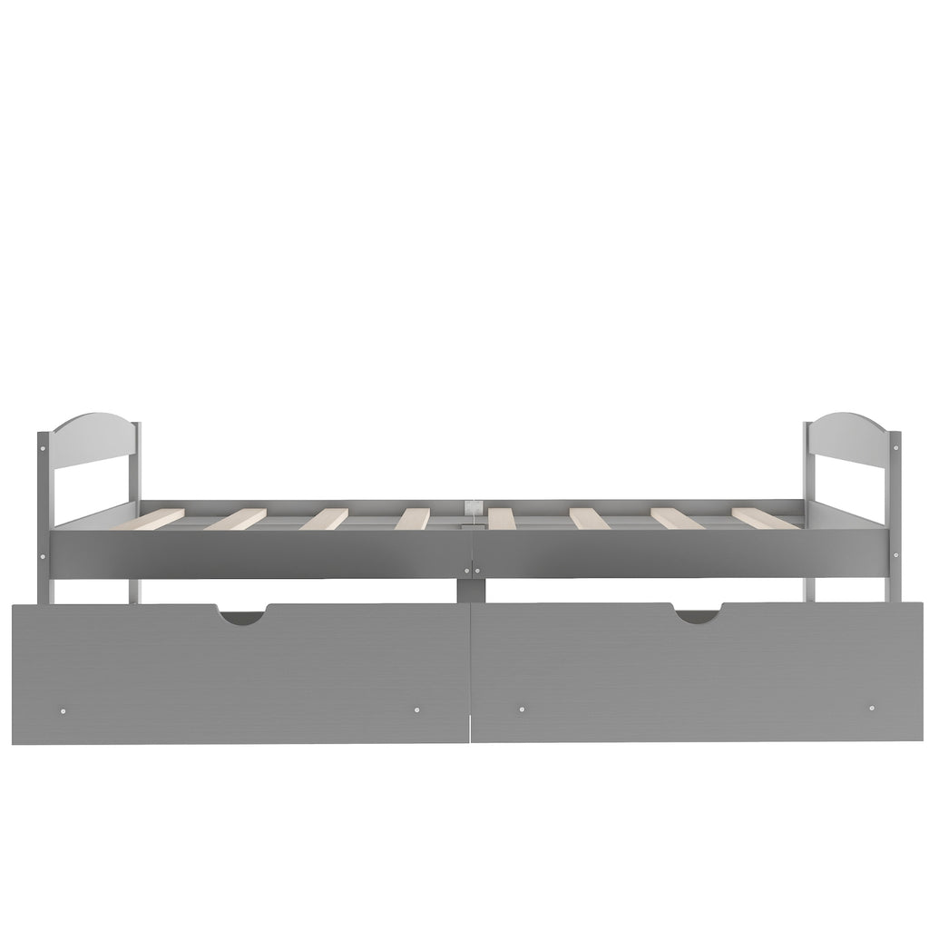 Twin Size Platform Bed with Storage Drawers, Gray