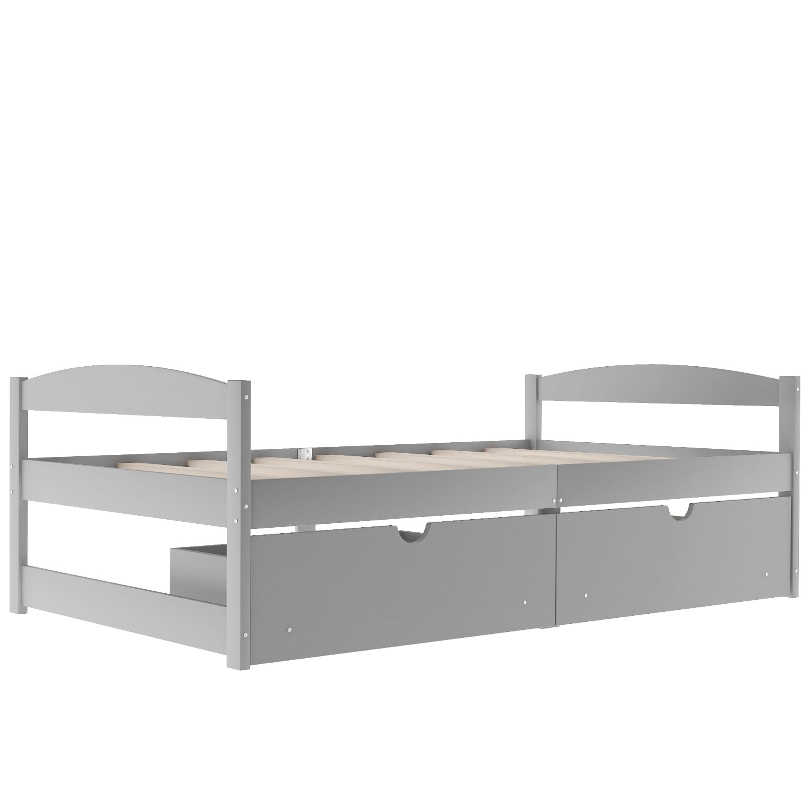 Twin Size Platform Bed with Storage Drawers, Gray