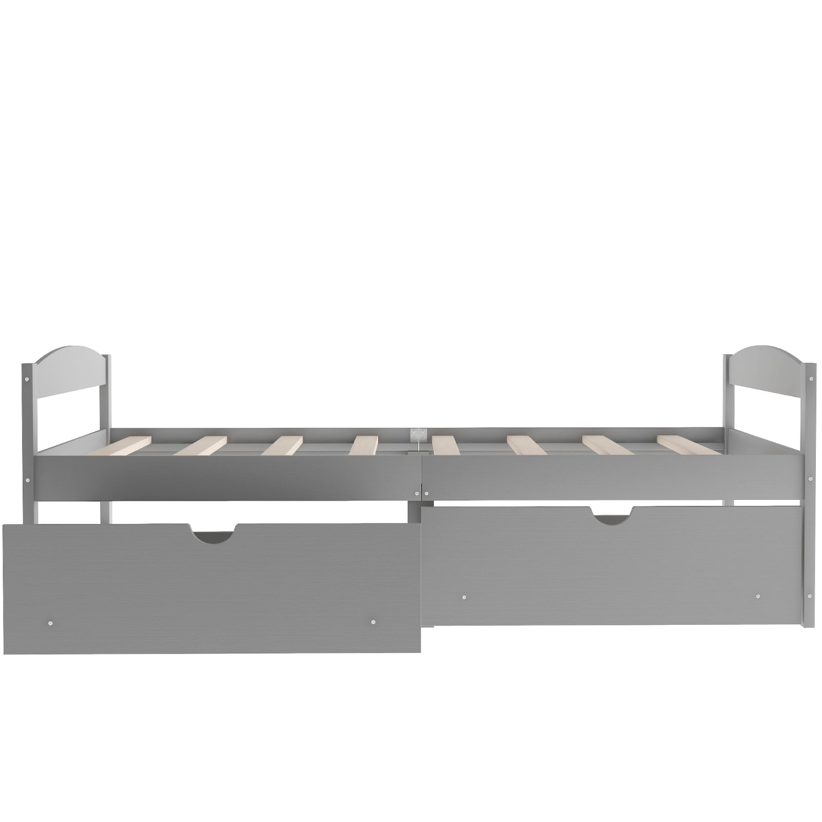 Twin Size Platform Bed with Storage Drawers, Gray