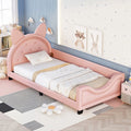 Pink Twin Upholstered Daybed with Cute Ear Headboard