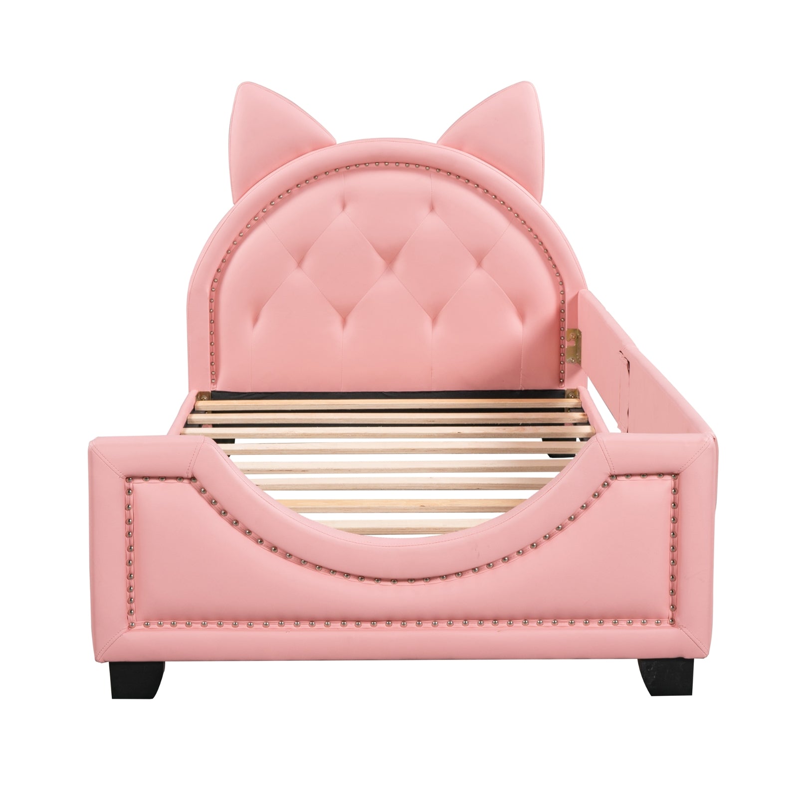 Pink Twin Upholstered Daybed with Cute Ear Headboard