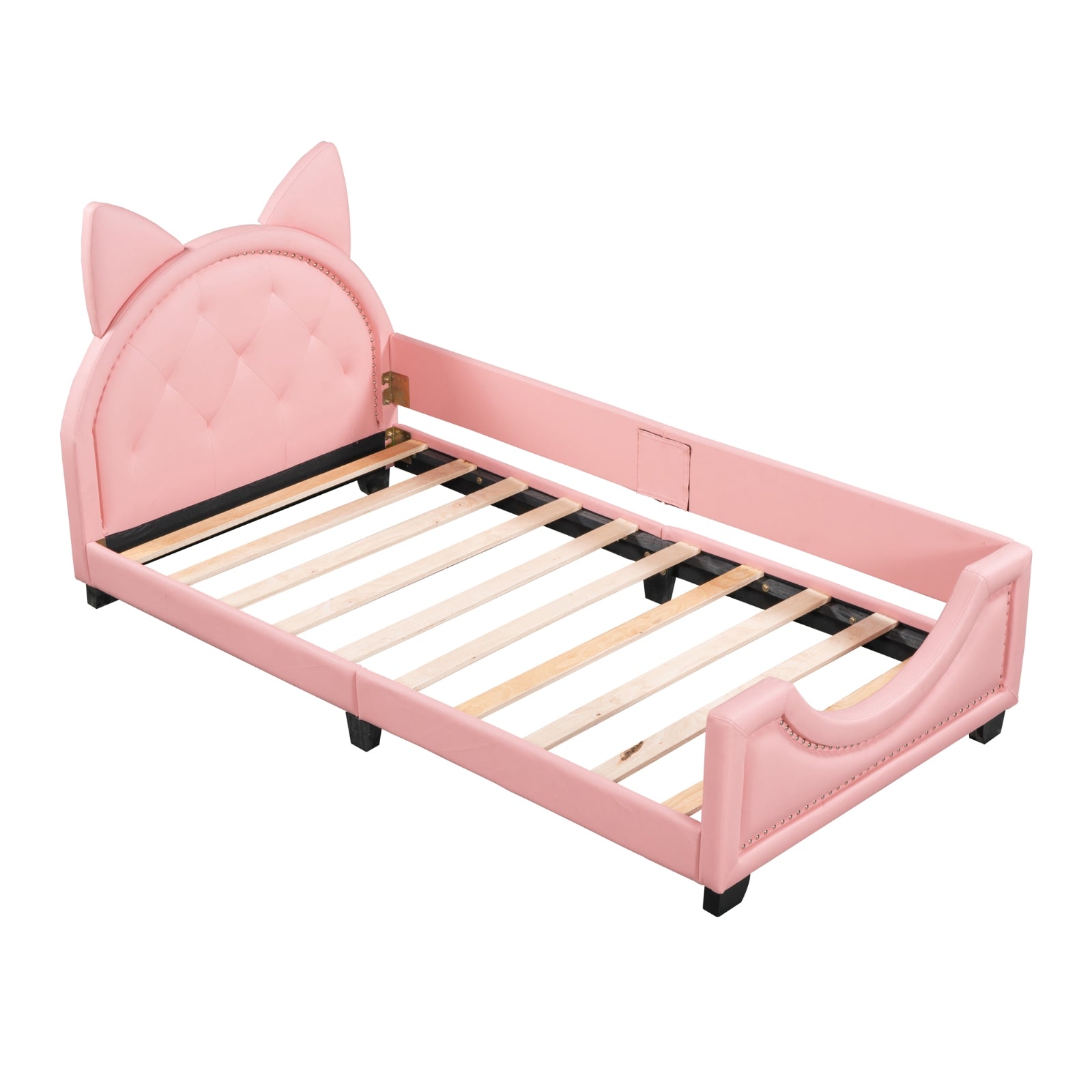 Pink Twin Upholstered Daybed with Cute Ear Headboard