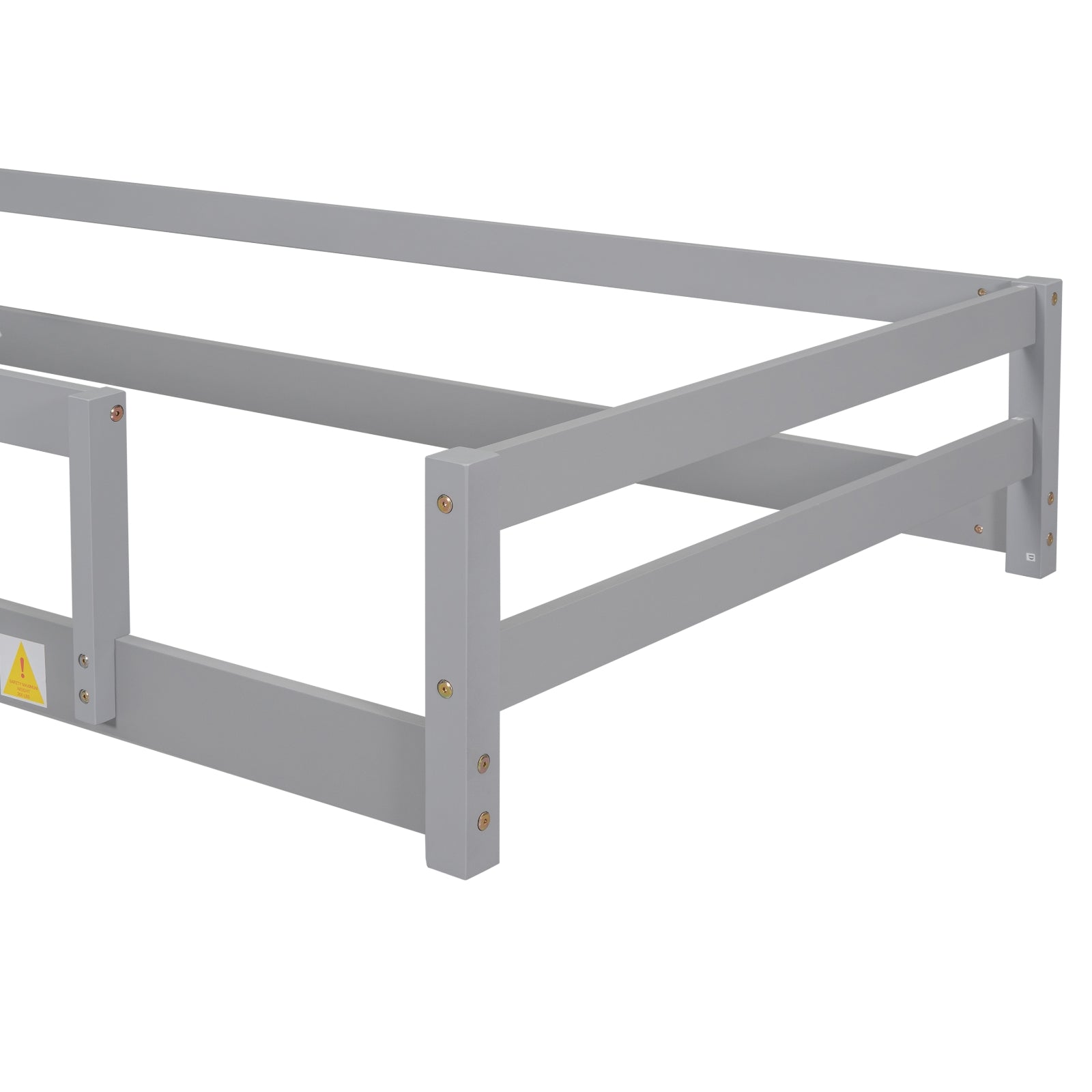 Grey Twin Size Wood Bed with House Headboard & Fences