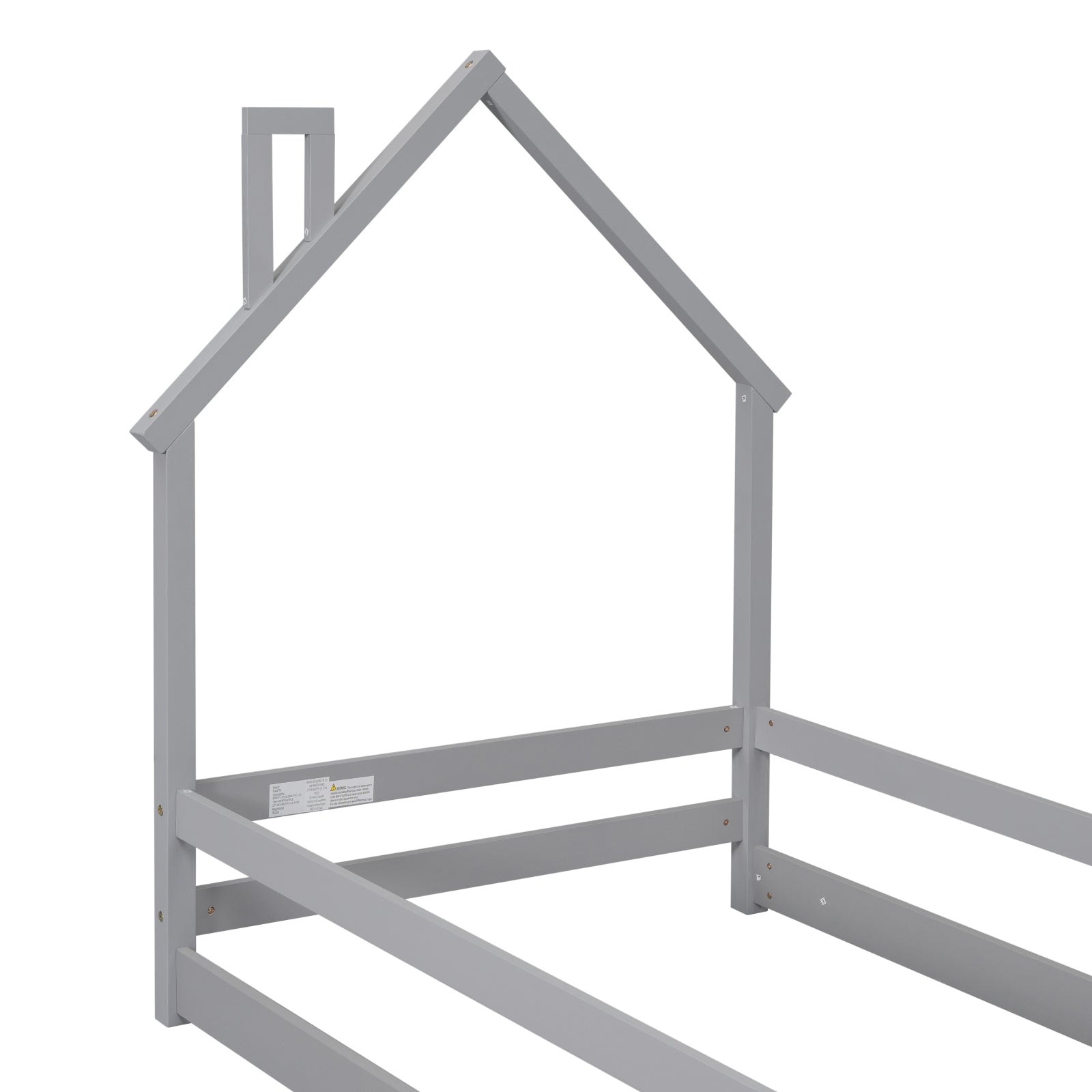 Grey Twin Size Wood Bed with House Headboard & Fences