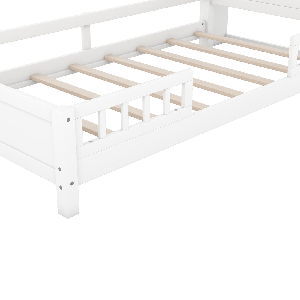 Twin Size Wood Platform Bed with LED & Storage Headboard