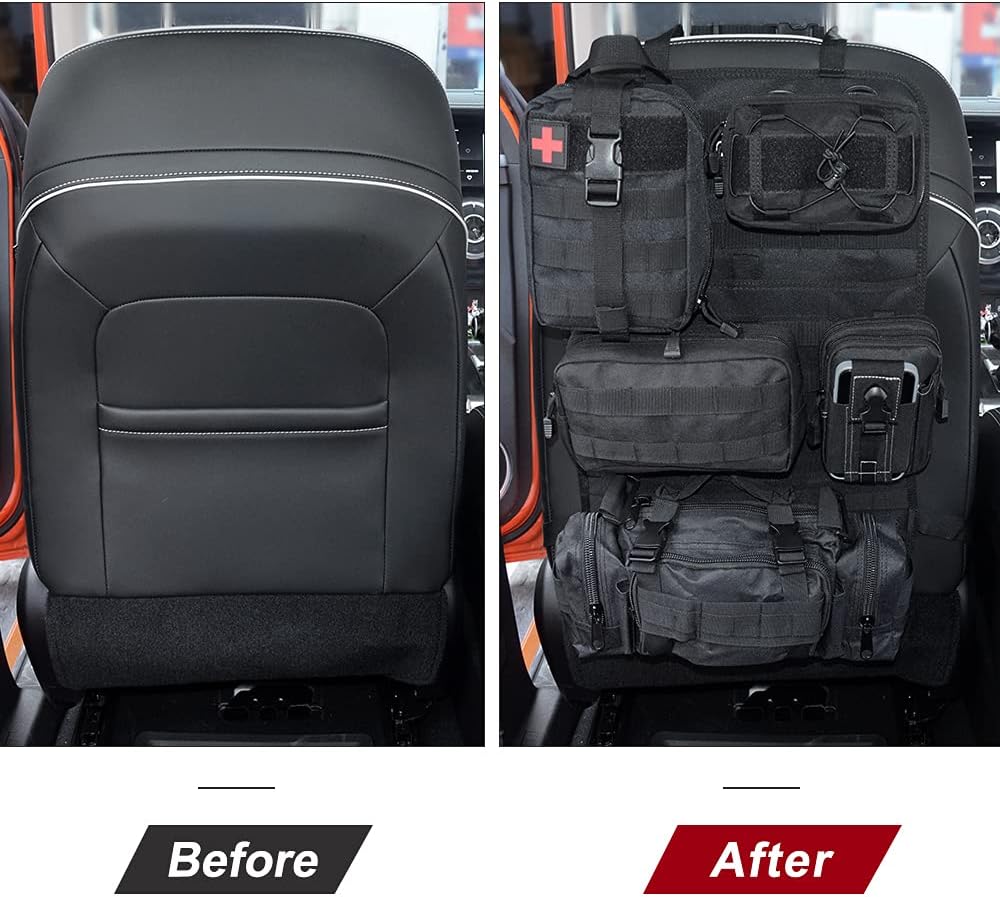 Universal Tactical Car Back Seat Organizer with 5 Pouches