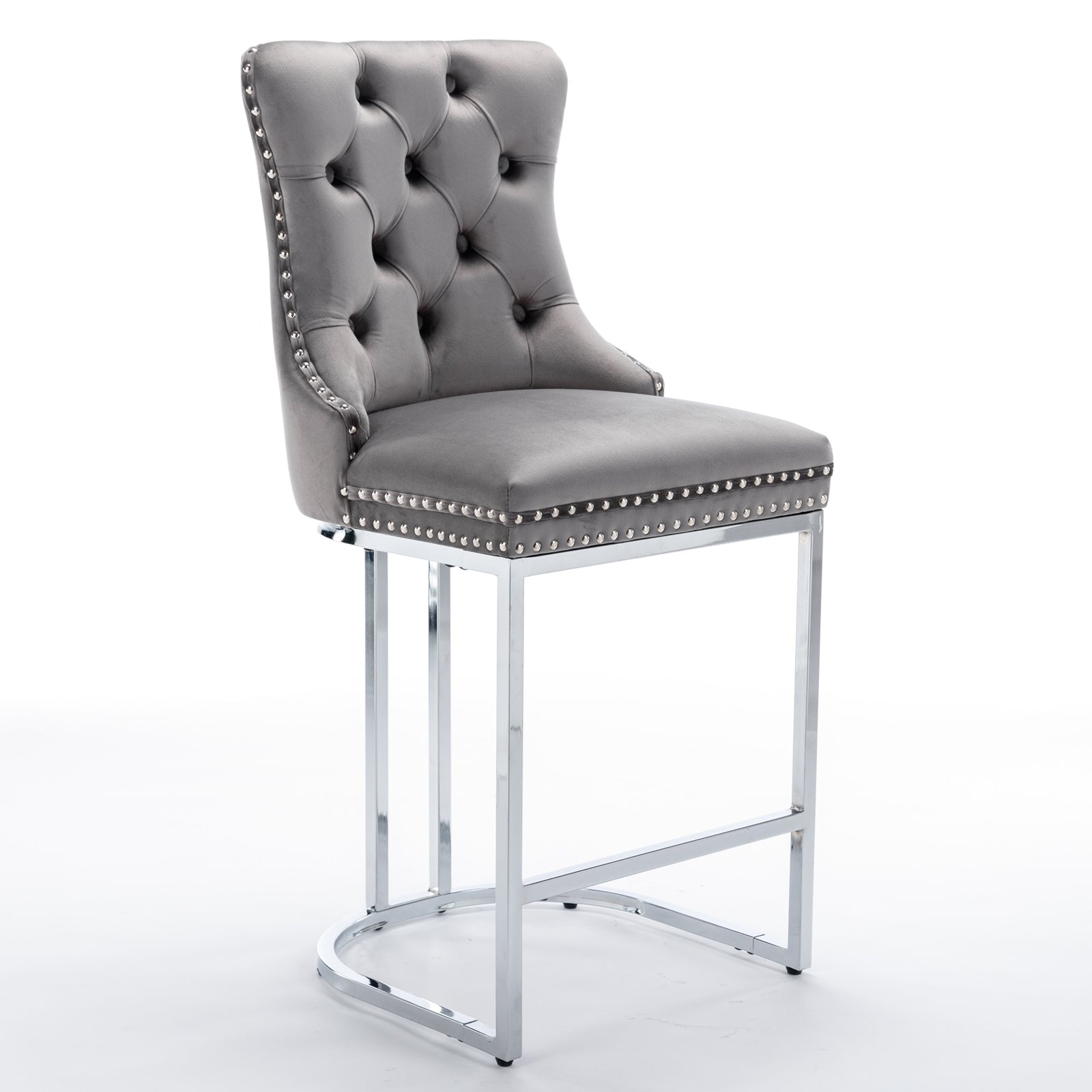 26" Velvet Counter Height Bar Stools, Set of 2