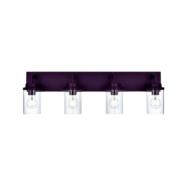 Modern 4-Light Bathroom Vanity Light in Oil Rubbed Bronze with Glass Shades