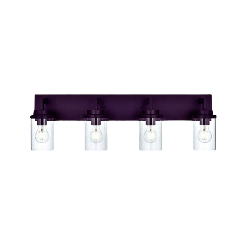 Modern 4-Light Bathroom Vanity Light in Oil Rubbed Bronze with Glass Shades
