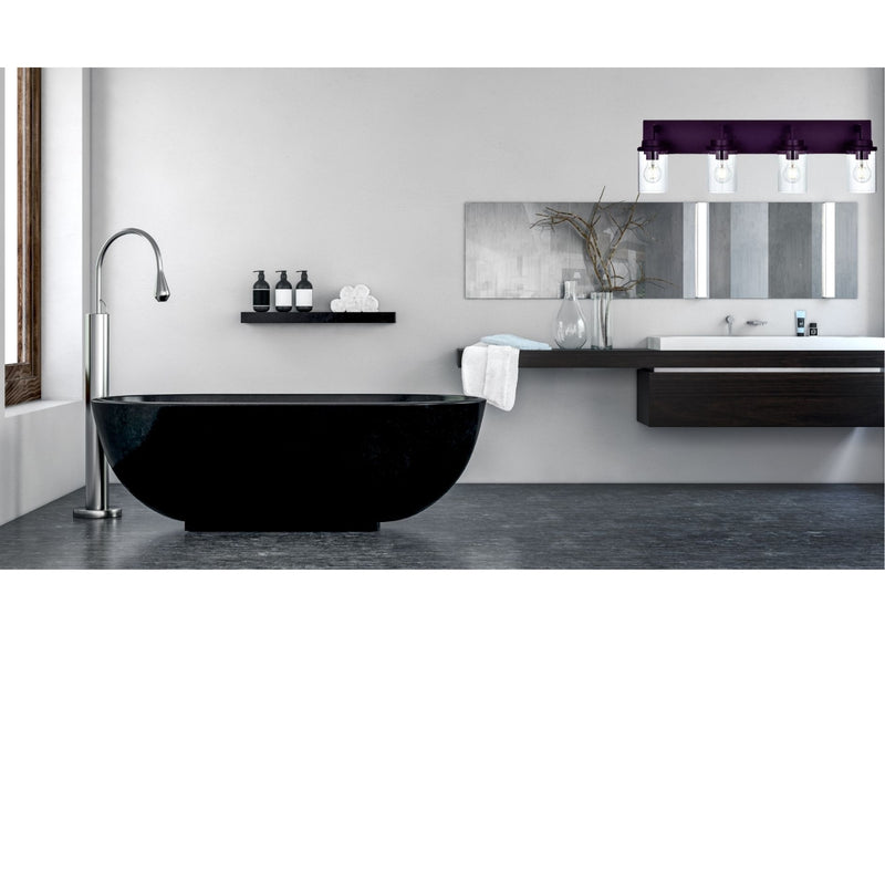 Modern 4-Light Bathroom Vanity Light in Oil Rubbed Bronze with Glass Shades
