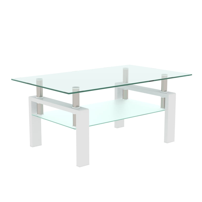 White Coffee Table - Modern Side Table for Living Room