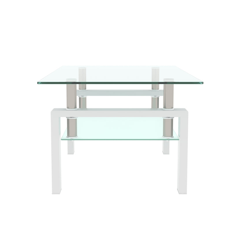 White Coffee Table - Modern Side Table for Living Room