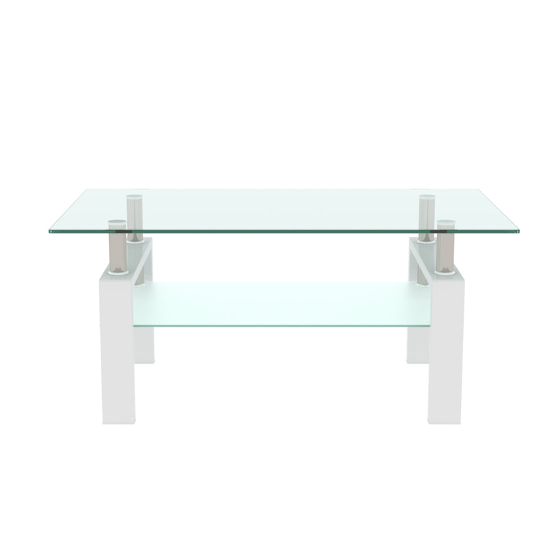 White Coffee Table - Modern Side Table for Living Room