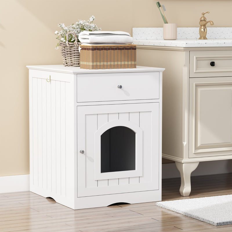 Wooden Pet House Cat Litter Box Enclosure, Side Table, Indoor Crate
