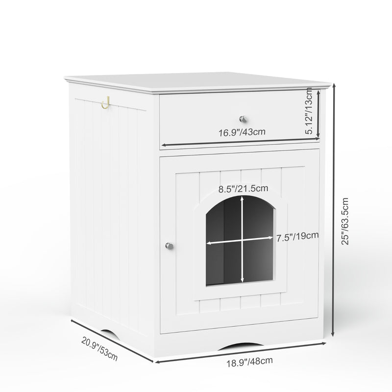 Wooden Pet House Cat Litter Box Enclosure, Side Table, Indoor Crate