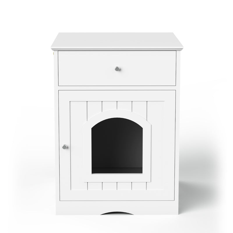 Wooden Pet House Cat Litter Box Enclosure, Side Table, Indoor Crate